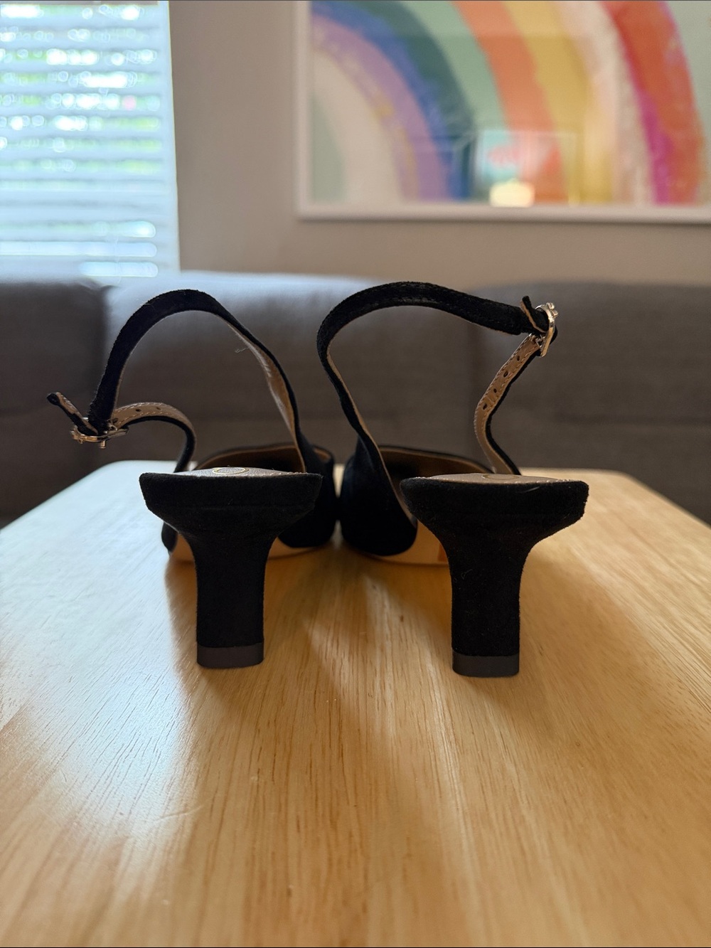 Sam Edelman Black Suede Pointed-Toe Slingback Pumps - Picture 4 of 5